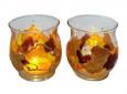 Gold, Brown and Garnet Votive Candle Holders - Hand Painted