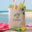 Kids Personalized Beach Tote Bag - Flip Flop Fun