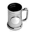 Personalized Genteel Gunmetal Beer Mug with Pewter Medallion