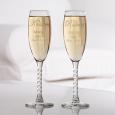 Engraved Crystal Champagne Flutes - Bride and Groom Design