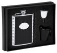 The Rockford Collection 6 Ounce Black Leather & Stainless Steel Flask Gift Set