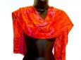Red & Fuchsia Hand Painted Silk Scarf