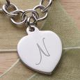 Personalized Silver Heart Charm Girls Bracelet - Initial Monogram