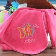 Pink Embroidered Beach Towel For Kids
