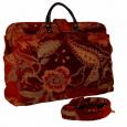 Red Paisley Floral in Lush Chenille Carpet Bag