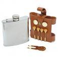 Brown Leather Golfer Hip Flask (Engravable)