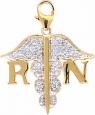 Gold and Diamond Nurse RN Charm