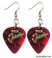 Red Pick Jesus Guitar Earrings