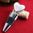 Custom Engraved Monogram Silver Heart Wine Stopper
