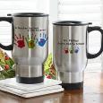 Personalized Teacher Travel Mugs - Kids Handprints