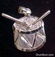 Gold Snare Drum Charm with Sticks - 14k