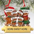 Gingerbread Family Custom Christmas Ornaments - 6 Names