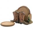 Lasso and Boots Cowboy Coaster Set