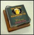 Personalized Set of 4 Ceramic Bar Coasters with Holder
