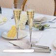 Personalized Trumpet Wedding Toasting Flutes and Serving Set