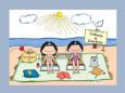 Personalized Beach Sunbathers Friends Cartoon