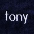 Embroidered Kids Velour Hooded Robe - Navy Blue