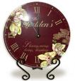 Personalized Orchids Glass Clock with Metal Stand