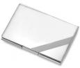 Silver Tone Business Card Holder with Diagonal Line