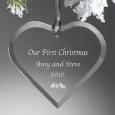 Personalized Christmas Ornaments - Glass Heart