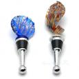 Colorful Art Deco Glass Wine Bottle Stoppers, Set of 2