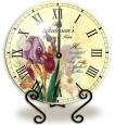 Personalized Iris Glass Clock with Metal Stand