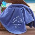 Kids Personalized Blue Beach Towel