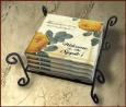 Personalized Set of 4 Matching Ceramic Coasters with Holder