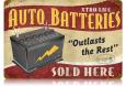 Auto Batteries Vintage Tin Sign