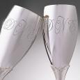Engraved Silver Wedding Champagne Flutes - Monogram