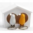 Sparrow Couple Bird House Key Rings