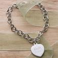 Personalized Silver Heart Charm Girls Bracelet - 2 Line