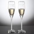 Personalized Wedding Champagne Flute Set - Silver & Crystal