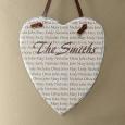 Family Name Personalized Heart Slate Wall Plaque