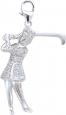 White Gold Lady Golfer Charm