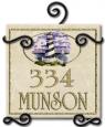 Personalized Lighthouse Ceramic Address / Welcome Plaque with Iron Holder