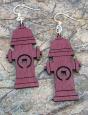Fire Hydrant Wooden Earrings