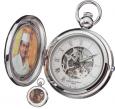Silver Tone Skeletal Photo Pocket Watch