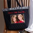 Embroidered Quilted Photo Tote Bag