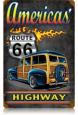 America's Highway Woody Vintage Tin Sign