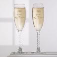Personalized Crystal Wedding Champagne Flutes - Mr and Mrs Collection