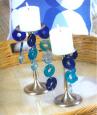 Pewter Candleholder w/ Glass Rocks